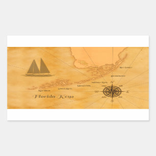 Nautical Florida Keys Map Rechthoekige Sticker