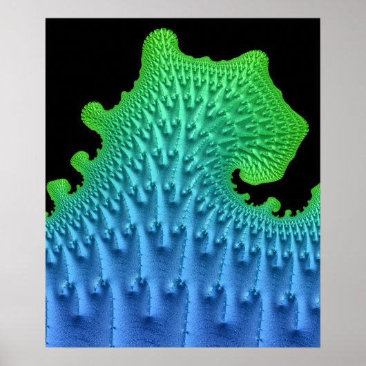 Nautical Fractal Wave Artsy Beach House Wall Poster (Voorkant)