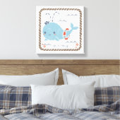 Nautical Friends - Whale Canvas Afdruk (Insitu (Slaapkamer))