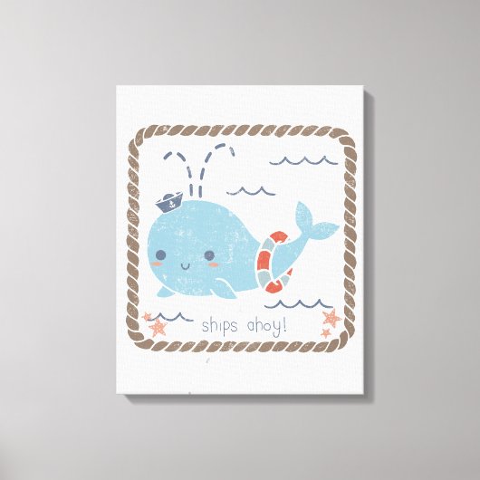 Nautical Friends - Whale Canvas Afdruk (Voorkant)