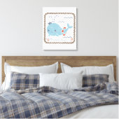 Nautical Friends - Whale Canvas Afdruk (Insitu (Slaapkamer))