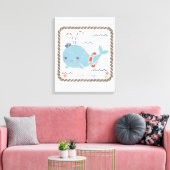 Nautical Friends - Whale Canvas Afdruk (Insitu (Woonkamer))