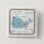 Nautical Friends - Whale Vierkante Button 5,1 Cm (Voorkant)