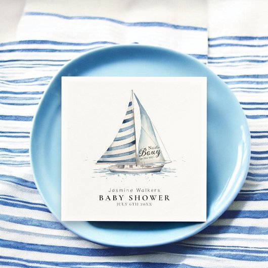 Nautical fun "Nauti-Bouy" Sailboat baby shower Servet