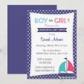 Nautical Gender onthulling Baby shower Uitnodiging (Voorkant / Achterkant)