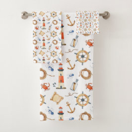 Nautical Gepersonaliseerd Name Navy Blue Bad Handdoek