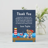 Nautical Girl Beer Red and Navy Birthday Party Bedankkaart (Staand voorkant)