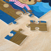 Nautical Girl Monkey Pink and Navy Legpuzzel (Zijkant)