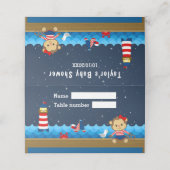 Nautical Girl Monkey Red Navy Baby shower Zitplaat (Buitenkant ongevouwen)