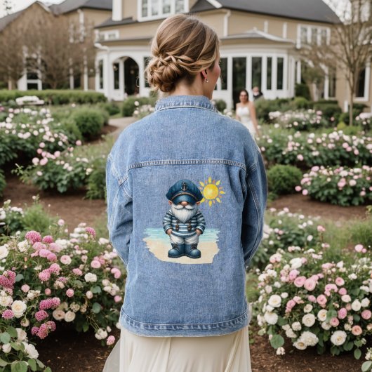 Nautical Gnome Vrouwen Denim Jas Jacket (Huwelijk Achterkant)