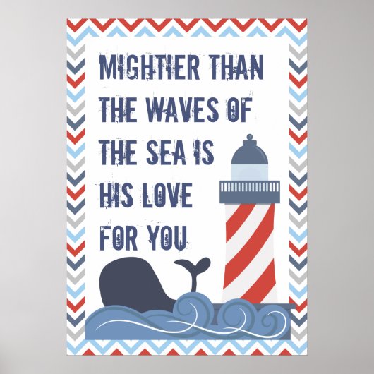 Nautical God is Mighty Psalm 93 Large Poster (Voorkant)
