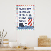 Nautical God is Mighty Psalm 93 Large Poster (Keuken)