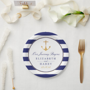  Nautical Gold Anchor, marine & Gold Wedding Papieren Bordje