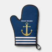 Nautical, Gold Anchor Navy Blue Striped (Recto)