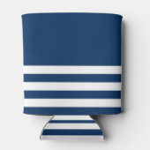Nautical, Gold Anchor Navy Blue Striped Blikjeskoeler (Achterkant)