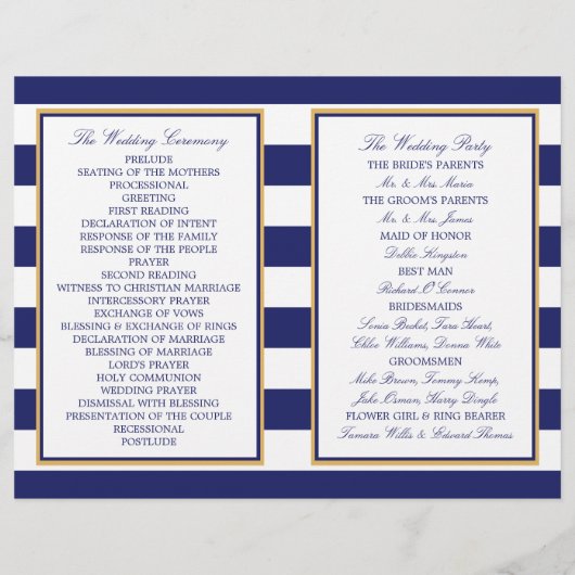 Nautical Gold Anchor, Navy/Gold Wedding Program (Achterkant)