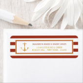 Nautical Gold Anchor, Red Brick & Gold Wedding Etiket (Insitu)