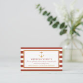 Nautical Gold Anchor, Red Brick Wedding Website Informatiekaartje (Staand voorkant)