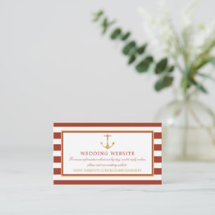 Nautical Gold Anchor, Red Brick Wedding Website Informatiekaartje