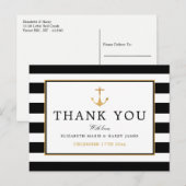 Nautical Gold Anchor, zwart & Gold Hartelijk dank Briefkaart (Voorkant / Achterkant)