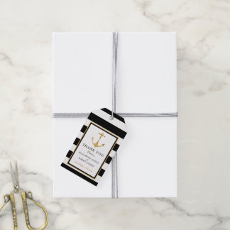 Nautical Gold Anchor, zwart & goudweddenschap Cadeaulabel