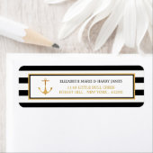 Nautical Gold Anchor, zwart & goudweddenschap Etiket (Insitu)