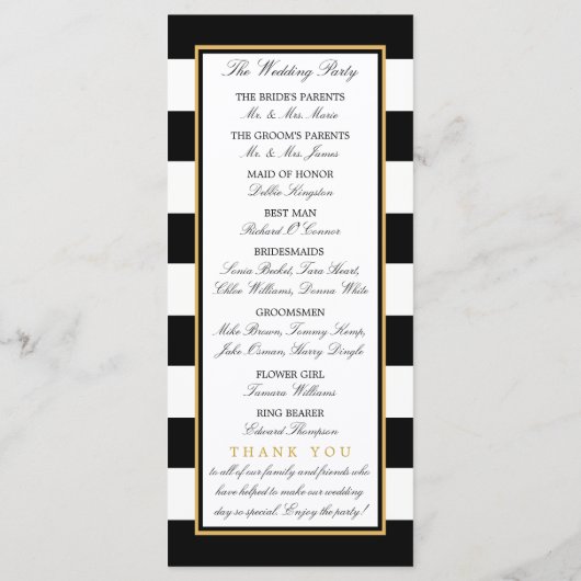 Nautical Gold Anchor, zwart & goudweddenschap Programma (Achterkant)