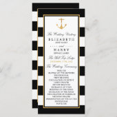 Nautical Gold Anchor, zwart & goudweddenschap Programma (Voorkant / Achterkant)