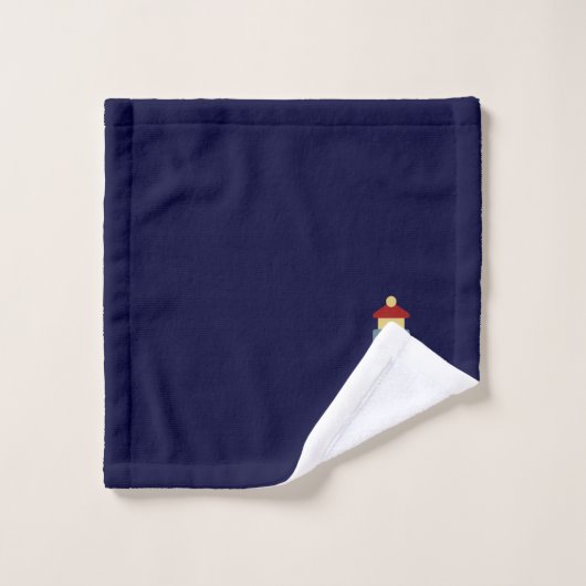 Nautical Gold and marine blue Lighthouse Bath Towe Bad Handdoek (Wasdoekje)
