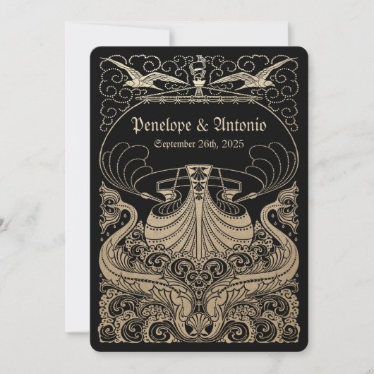  Nautical Gold Foil Wedding Invitations Kaart (Voorkant)