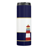 Nautical Gold, Navy Blue Burgundy Maroon Red Light Thermosbeker (Achterkant)