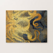 Nautical  Gold Octopus Black Ink Waterverf Legpuzzel (Horizontaal)