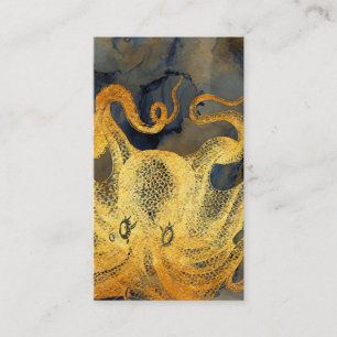 Nautical  Gold Octopus Black Ink Waterverf Visitekaartje