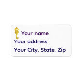 Nautical gold seahorse golden image/silhouette etiket (Voorkant)
