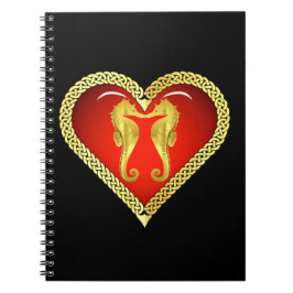 Nautical Gold seapaarden zogende Keltische hartlap Notitieboek