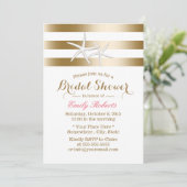 Nautical Gold Stripes Starfish Vrijgezellenfeest Kaart (Staand voorkant)