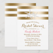 Nautical Gold Stripes Starfish Vrijgezellenfeest Kaart (Voorkant / Achterkant)