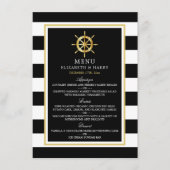 Nautical Gold Wheel, Black & Gold Weddenschap Menu (Voorkant)