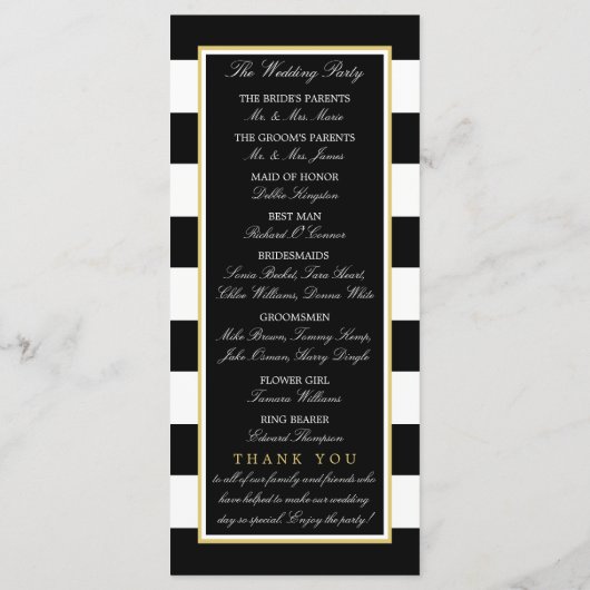 Nautical Gold Wheel, Black & Gold Weddenschap Programma (Achterkant)