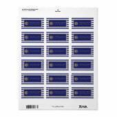  Nautical Gold Wheel, Navy & Gold Wedding Etiket (Full Sheet)