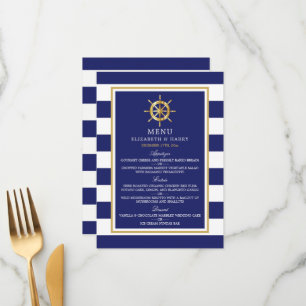  Nautical Gold Wheel, Navy & Gold Wedding Menu