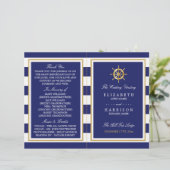 Nautical Gold Wheel, Navy/Gold Wedding Program (Staand voorkant)