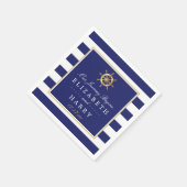  Nautical Gold Wheel, Navy & Gold Wedding Servet (Hoek)