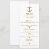 Nautical Gouden Glitter Anker Glamour Menu Kaart (Voorkant / Achterkant)