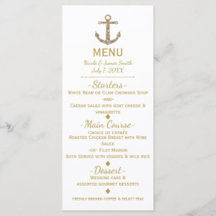 Nautical Gouden Glitter Anker Glamour Menu Kaart