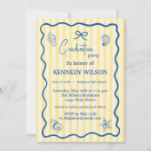 Nautical Graduation Party Invitation Blue Coastal (Devant)