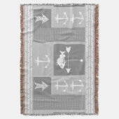 Nautical Gray Anchor Fish Weather Vane Patroon Deken (Voorkant Verticaal)