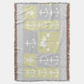 Nautical Gray Anchor Fish Weather Vane Patroon Deken (Voorkant Verticaal)