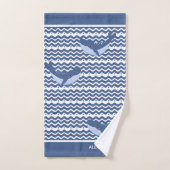 Nautical Gray Blue White Whale Waves Bad Handdoek (Handdoek)