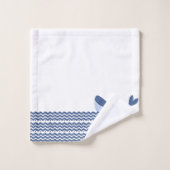 Nautical Gray Blue White Whale Waves Bad Handdoek (Wasdoekje)